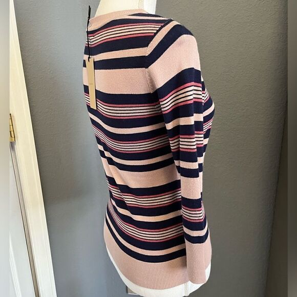 Halogen Striped Crewneck Cardigan  - Picture 6 of 11